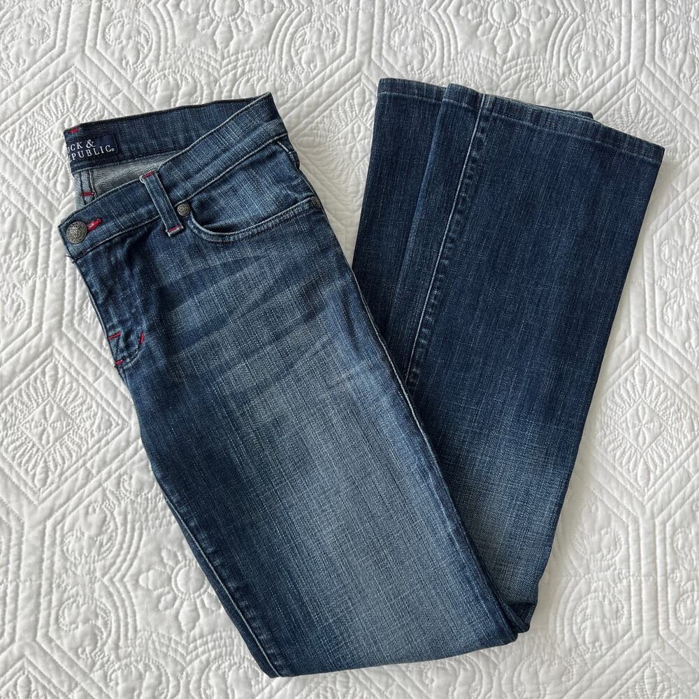 Rock & Republic Kasandra Bootcut Jeans Red Embroidered Pocket 28